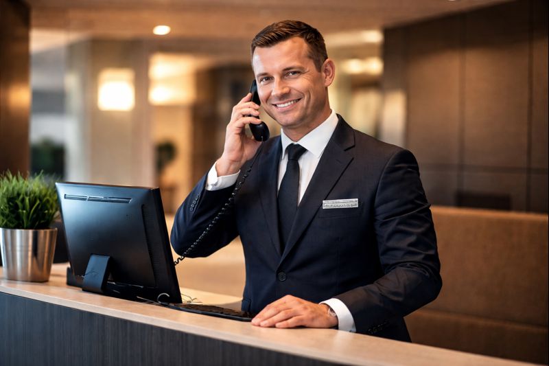 Front of house concierge security officer in London residential building