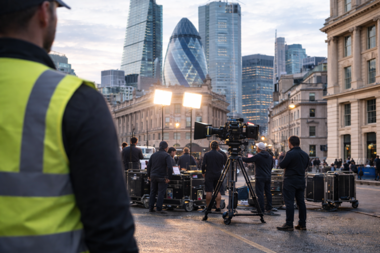 Film and TV production security team on set in London